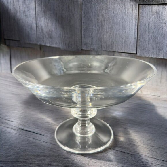 Val St Lambert State Tall Crystal Clear Glass Compote Footed Centerpiece Bowl - Picture 3 of 11